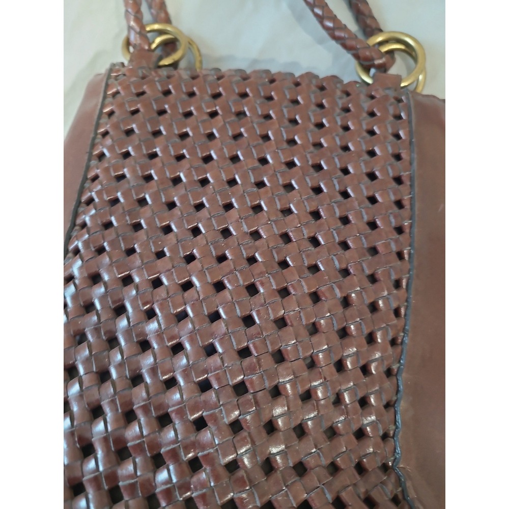 Vintage Liz Claiborne small woven crossbody bag brown purse zip top closure boho - Picture 4 of 12